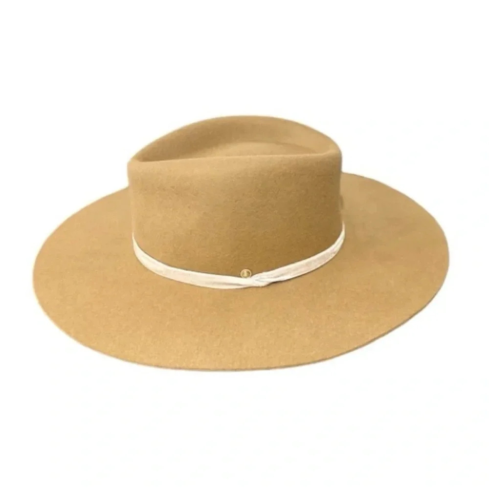Rag & Bone New York Women's Camel Florence Fedora Hat 100% Wool Size L NWT